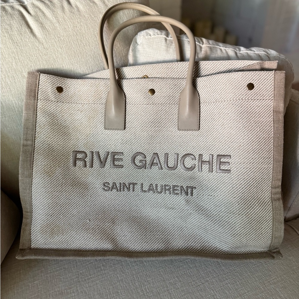 Saint Laurent Beige Canvas Tote